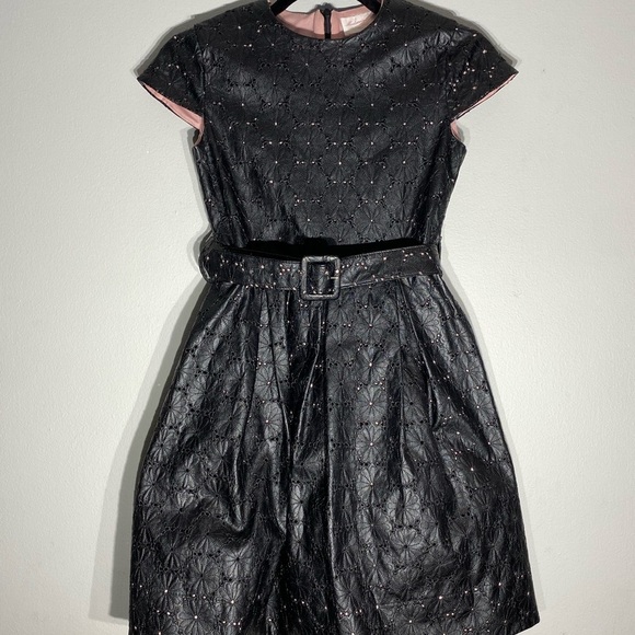 Black Leather Floral Dress**Age 12 - Picture 2 of 8